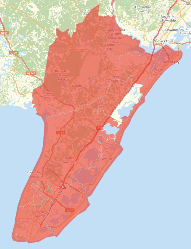 New Jersey Cape May County Progress Map